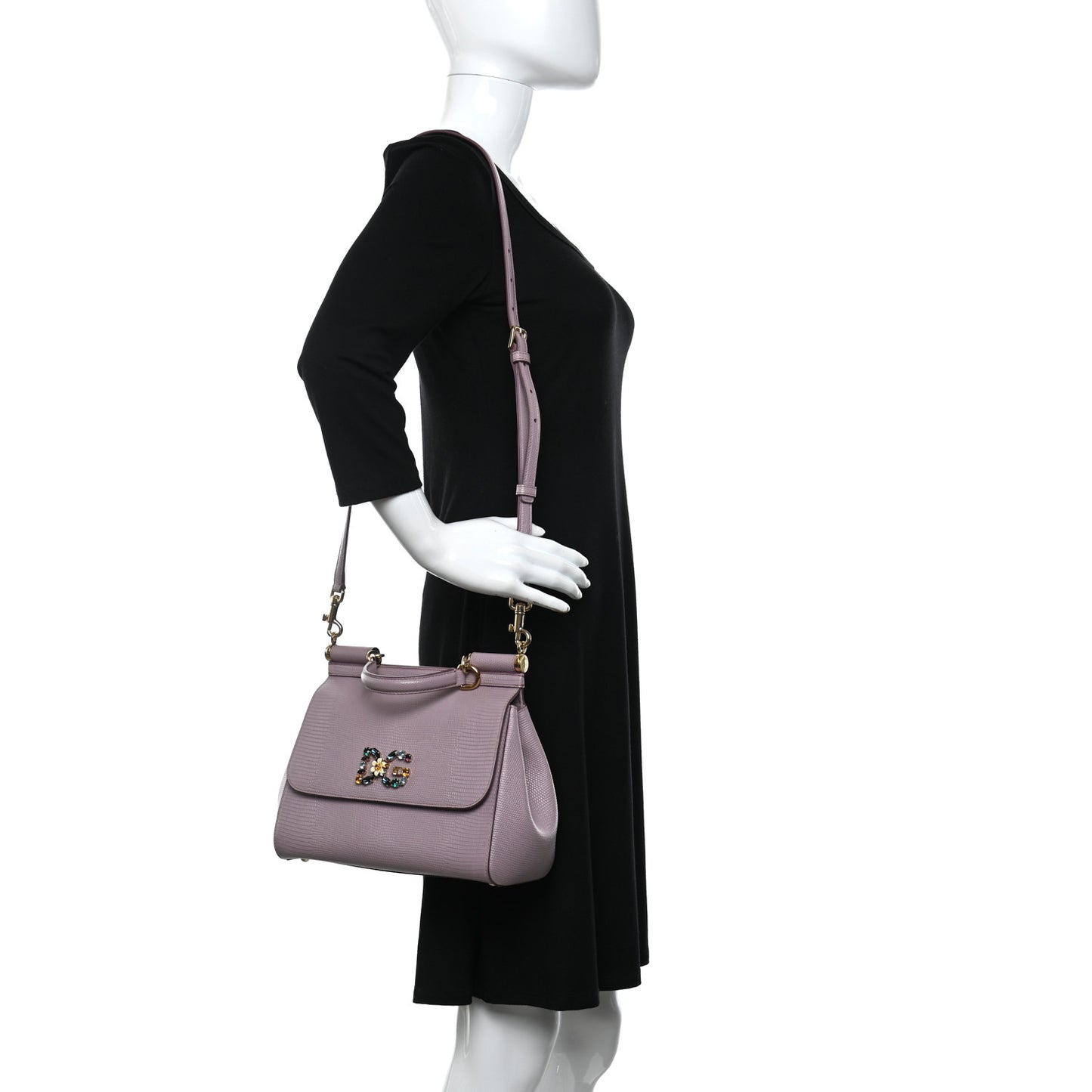 Stampa Iguana Crystal Medium Miss Sicily Satchel Purple