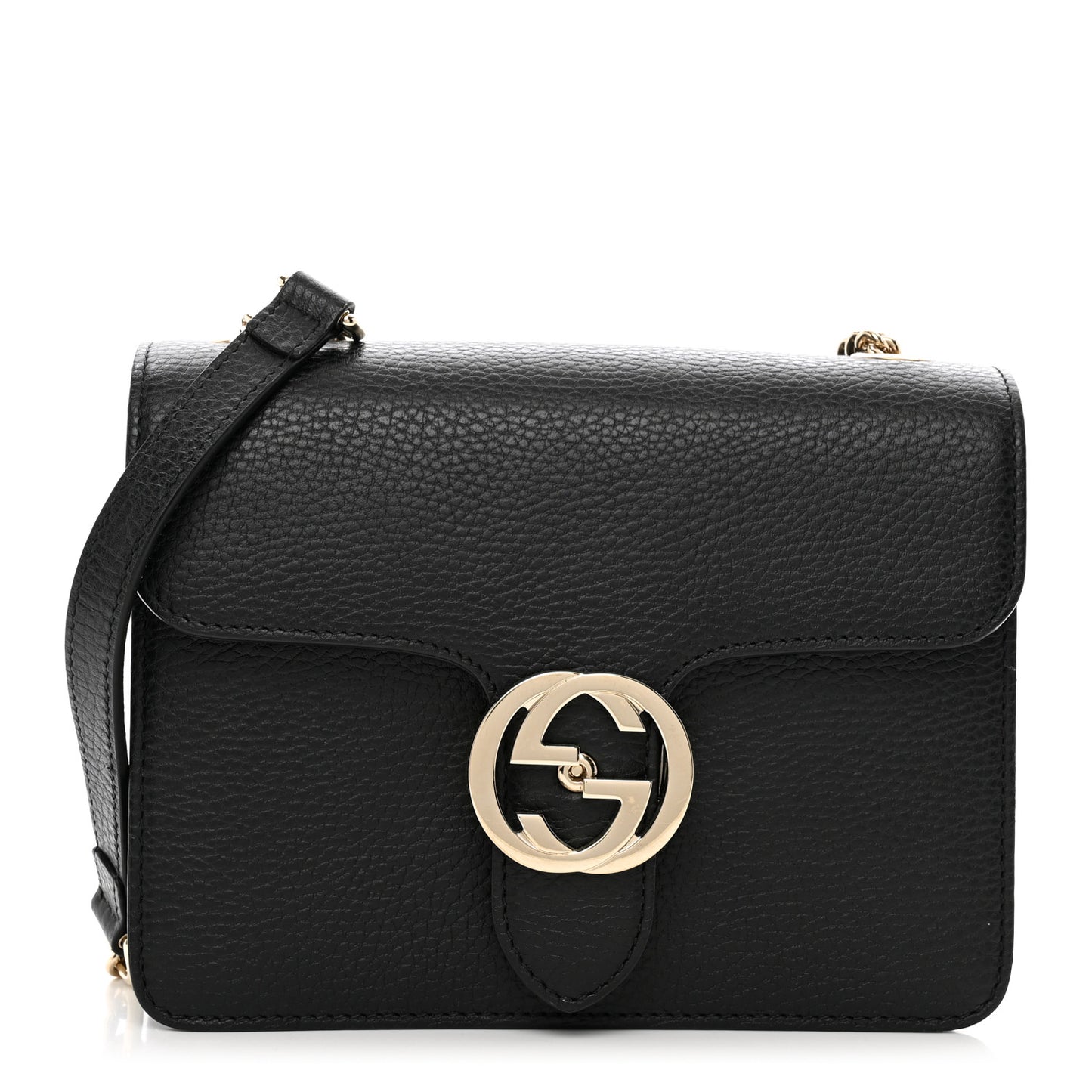 Dollar Calfskin Small Interlocking G Shoulder Bag Black