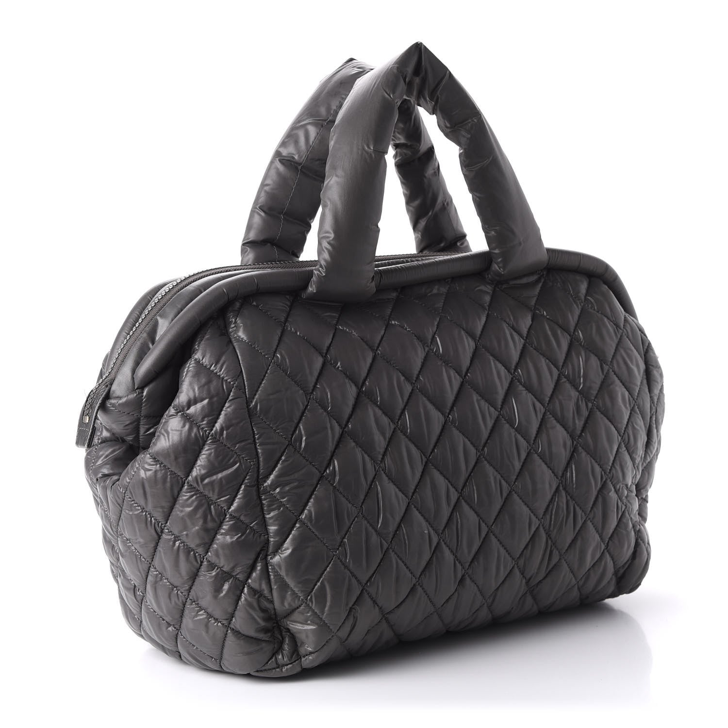 Chanel Nylon Quilted Coco Cocoon Bowler Grey 3 of 11
