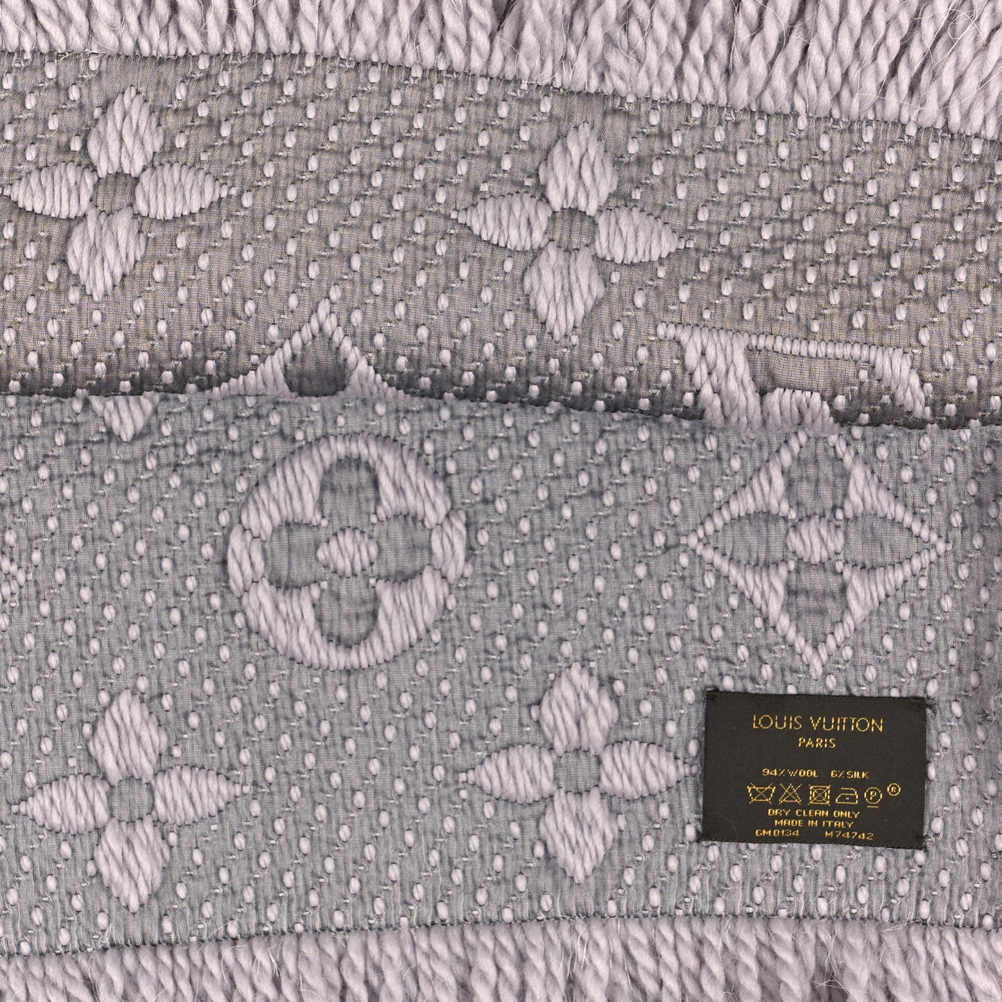Wool Silk Logomania Scarf Pearl Grey