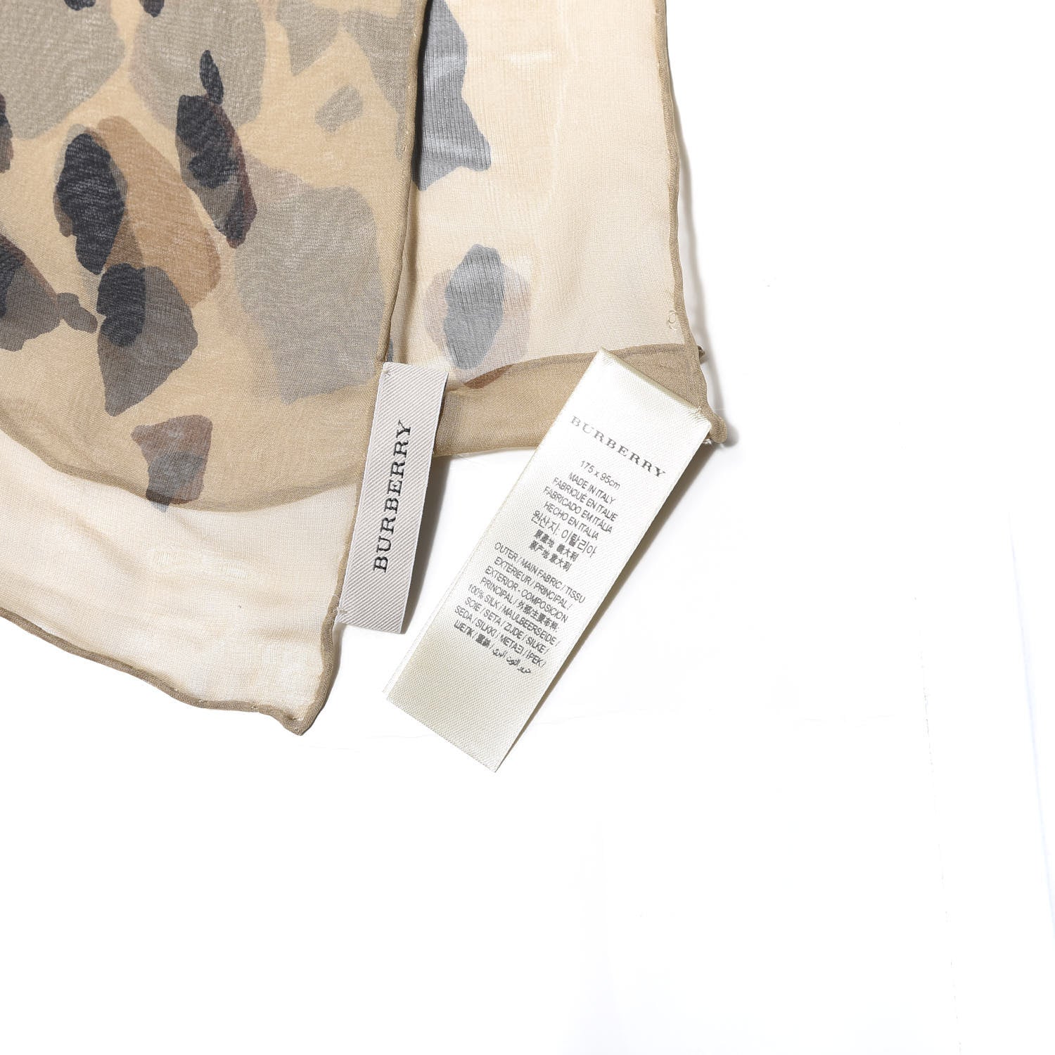 Burberry Silk Animal Print Scarf Camel 5 of 5