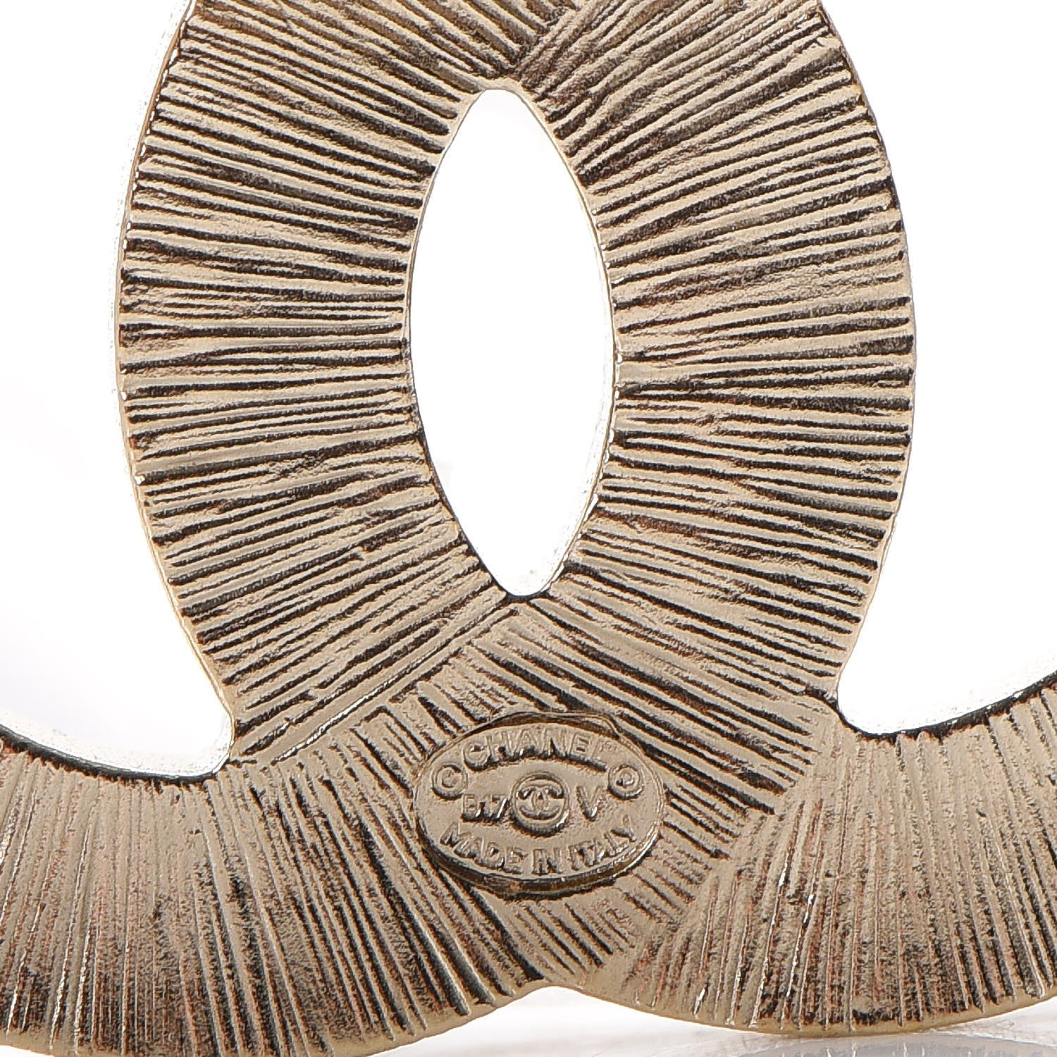 Chanel Metal Quilted CC Brooch Silver Gold 4 of 5