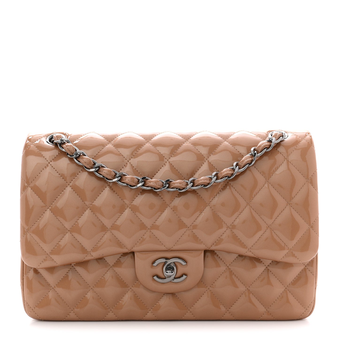 Patent Quilted Jumbo Double Flap Light Brown