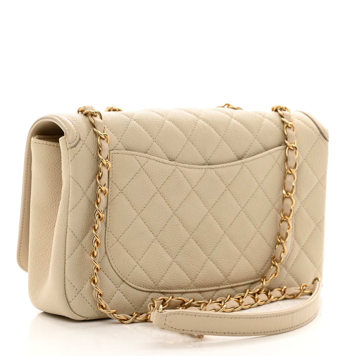 Caviar Quilted Medium CC Filigree Flap Beige