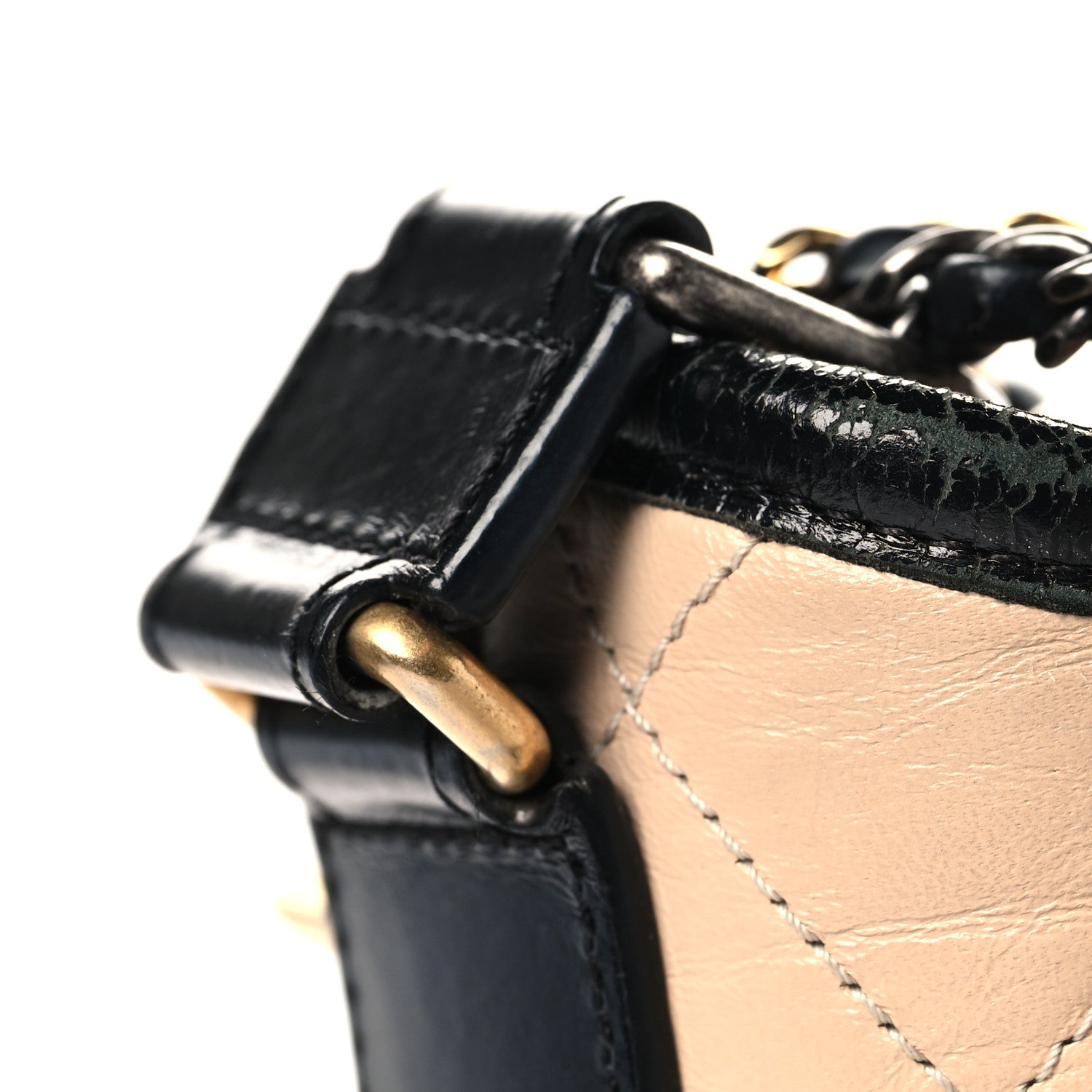 Chanel Aged Calfskin Quilted Small Gabrielle Hobo Beige Black 11 of 11