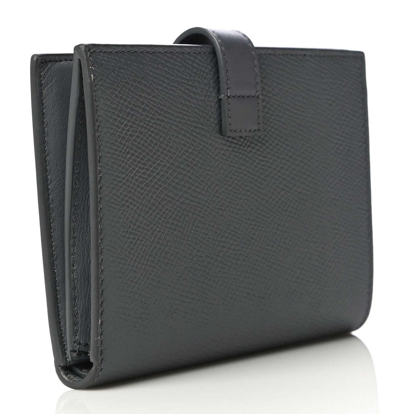 Grained Calfskin Medium Multifunction Strap Wallet Grey