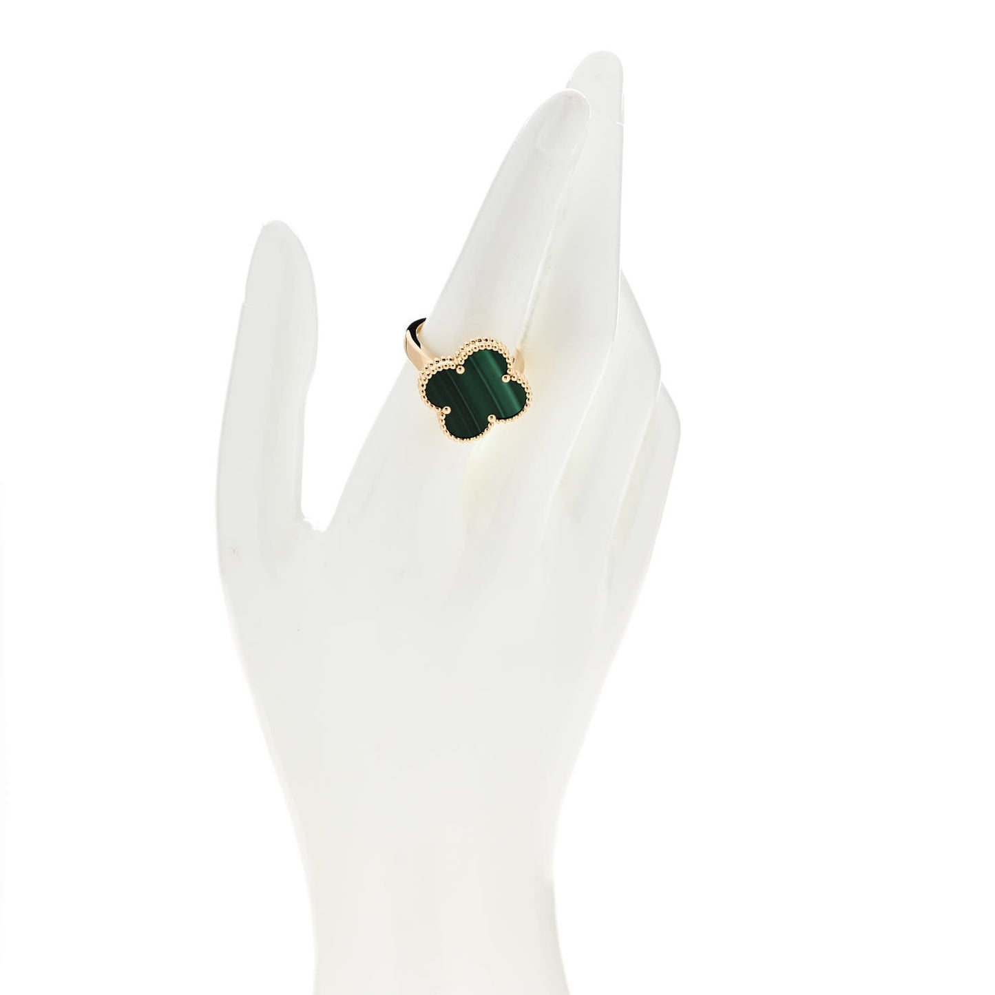18K Yellow Gold Malachite Magic Alhambra Ring 55 7.25