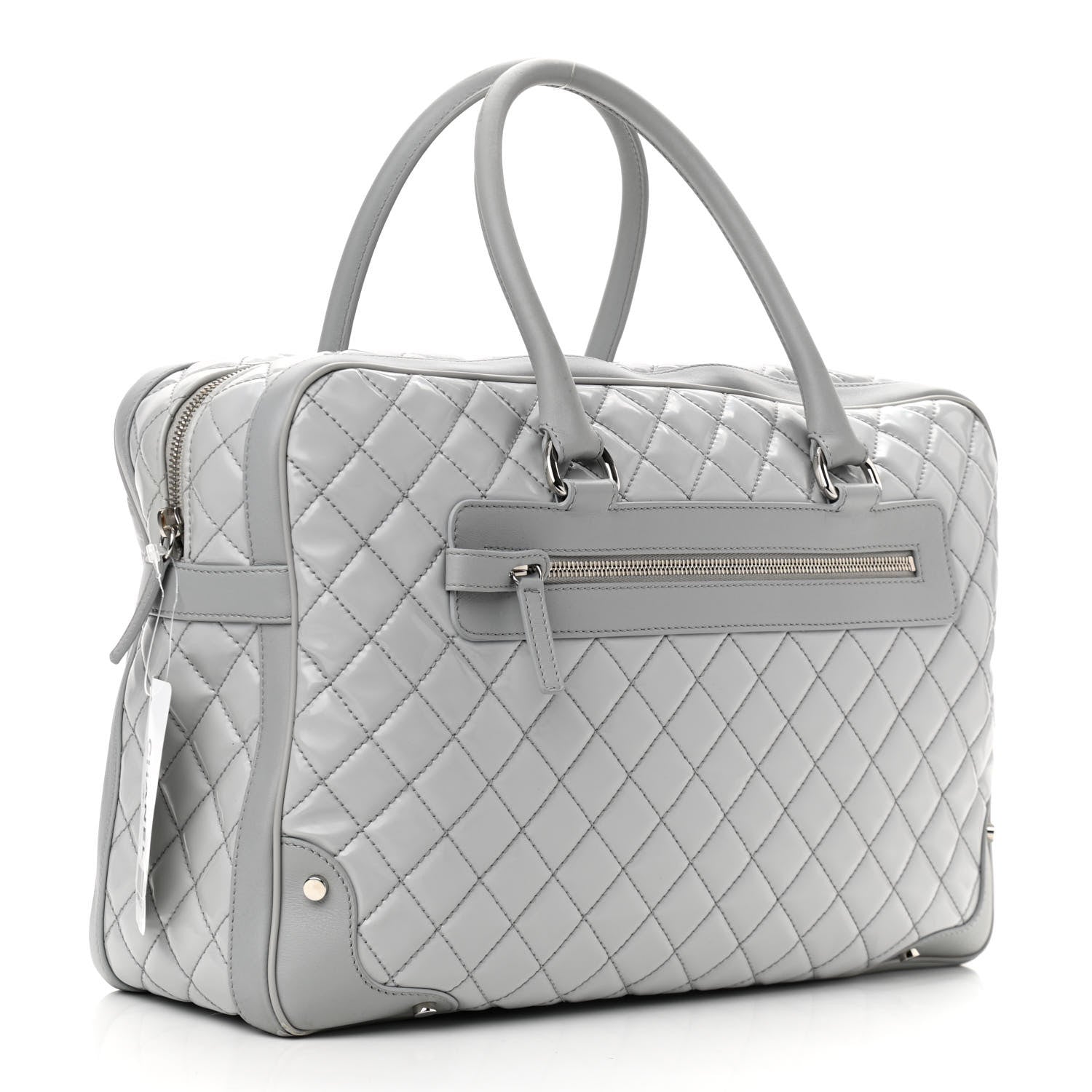 Chanel Vinyl Calfskin Viaggio Travel Bag Light Grey 3 of 11
