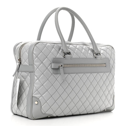 Chanel Vinyl Calfskin Viaggio Travel Bag Light Grey 3 of 11