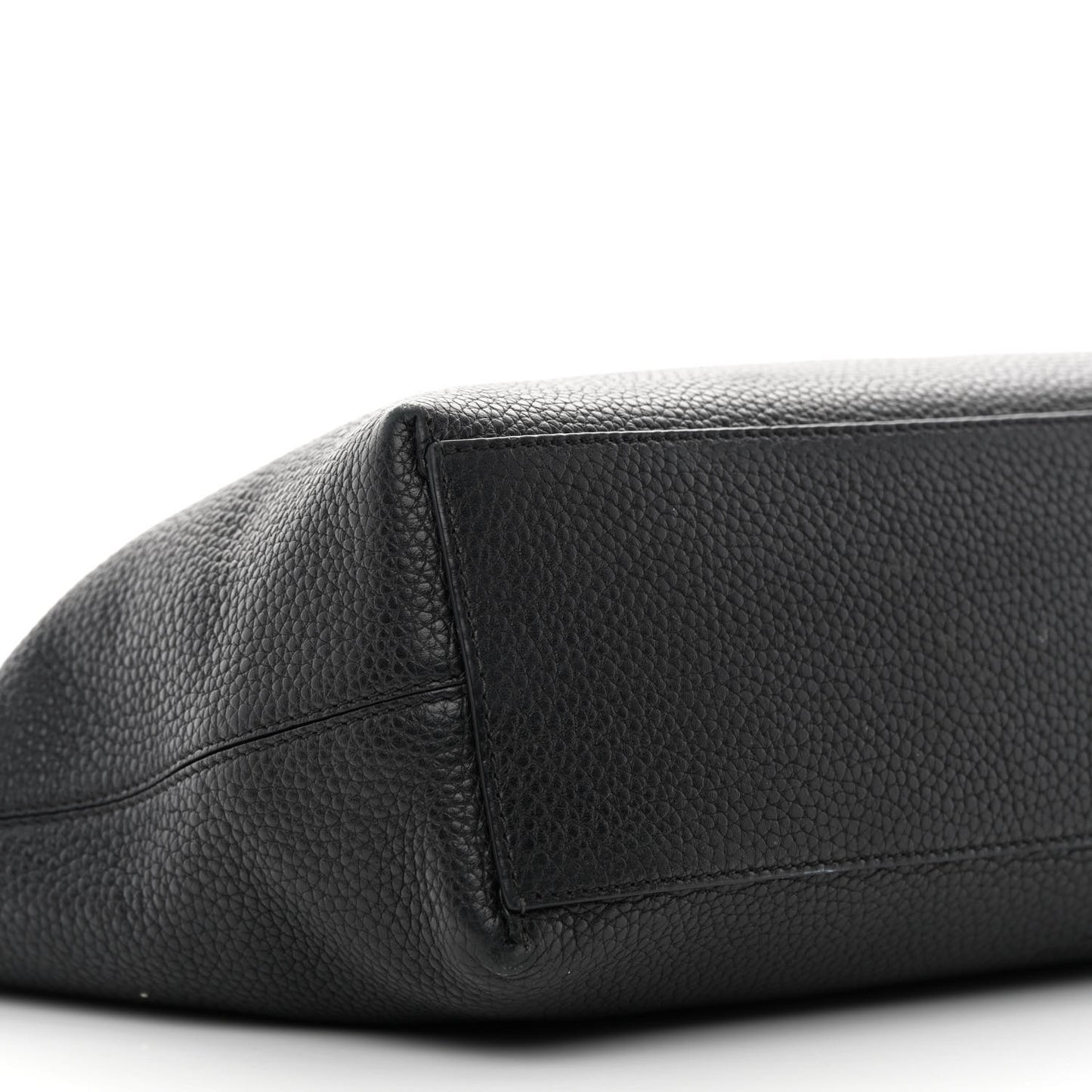 Grained Calfskin Small Rockstud Shoulder Tote Black