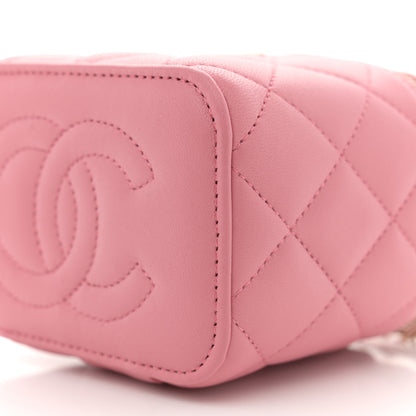 Chanel Lambskin Quilted Top Handle Mini Vanity Case With Chain Pink 10 of 11