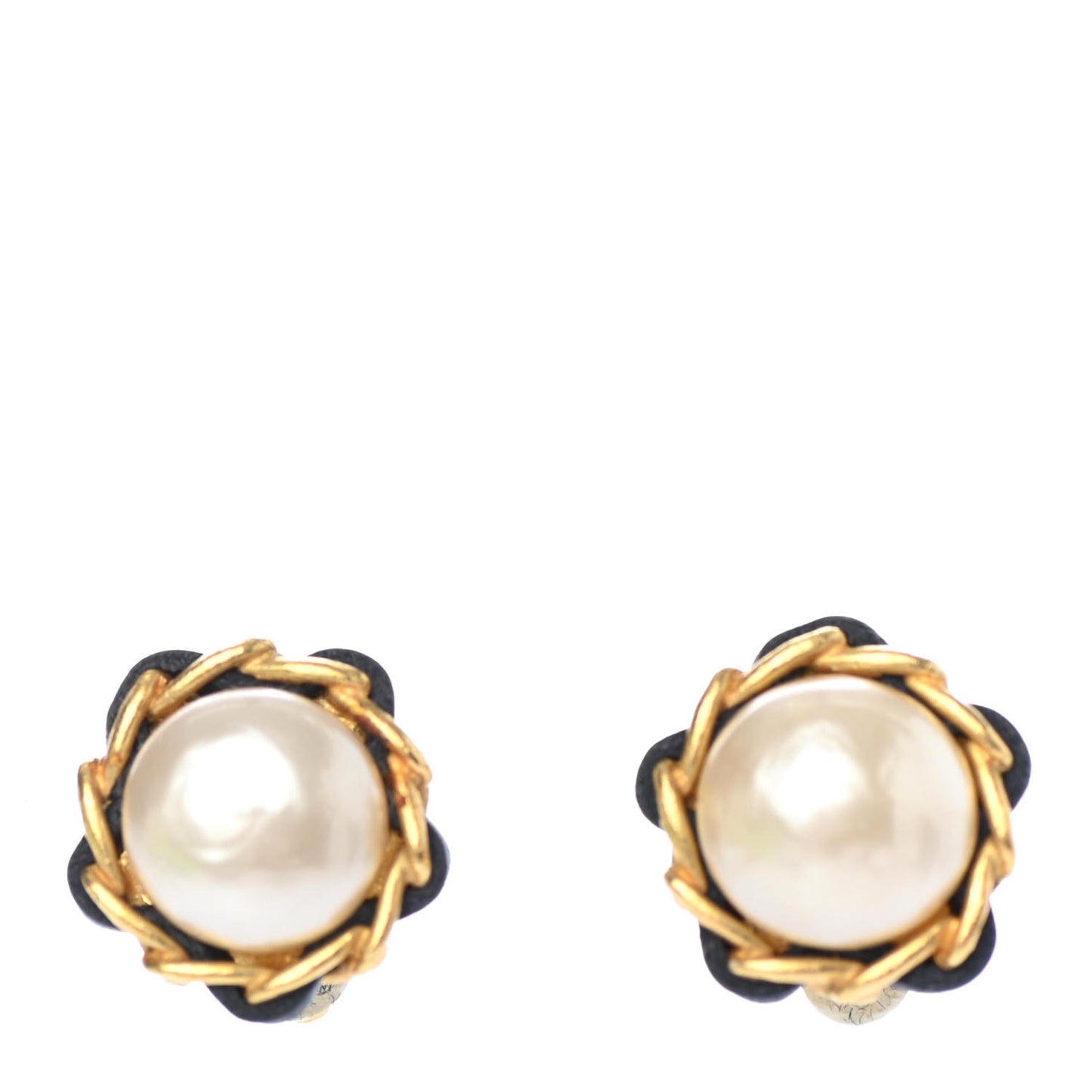 Pearl Lambskin Clip On Earrings Gold