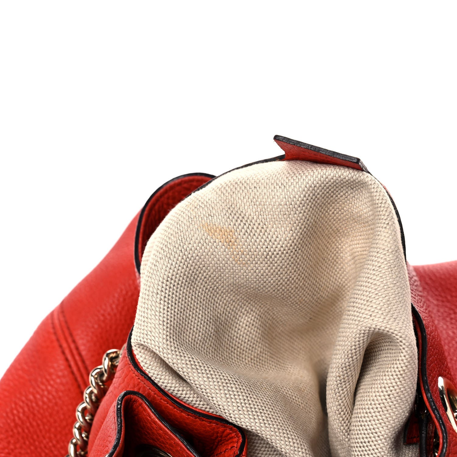 Gucci Pebbled Calfskin Medium Soho Chain Shoulder Bag Tabasco Red 11 of 11