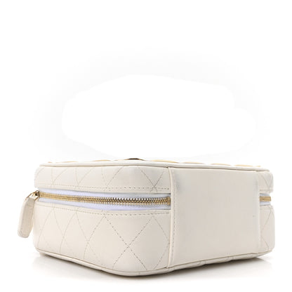 Chanel Lambskin Quilted Golden Plate Vanity Case White Gold 4 of 10
