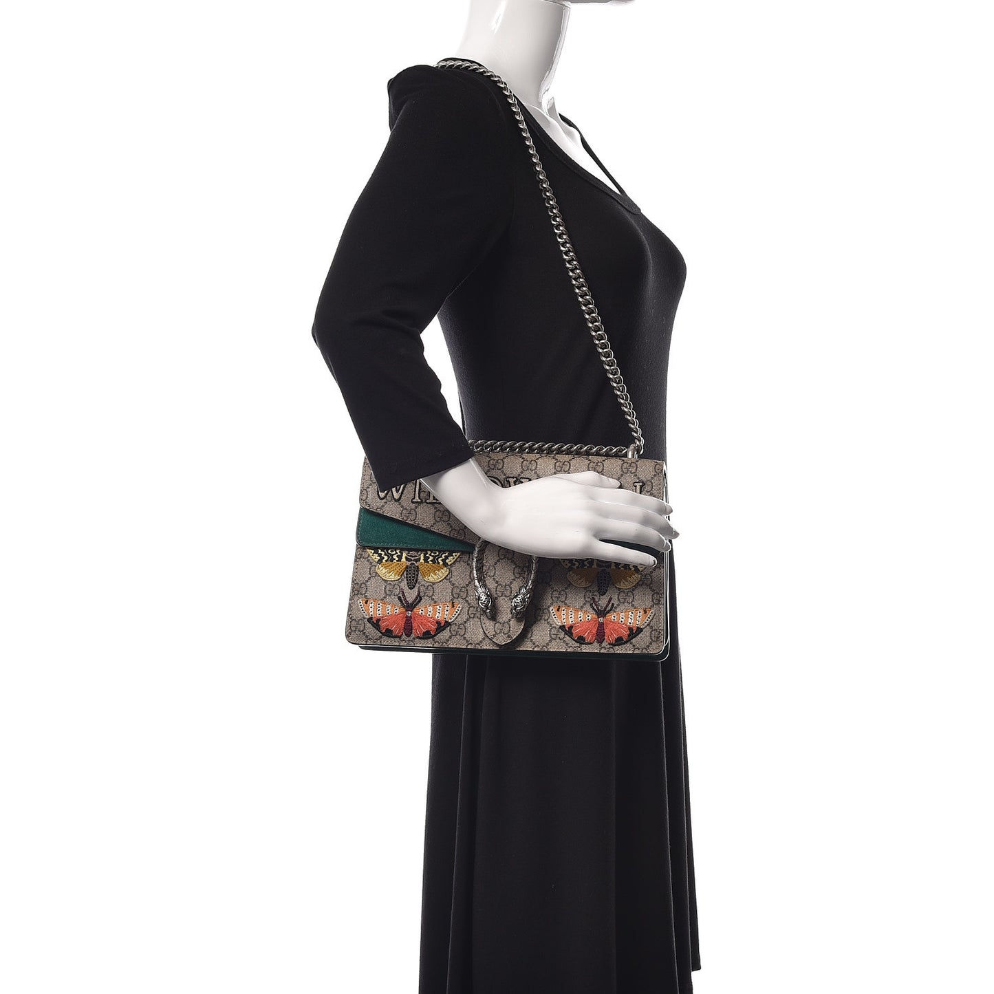 GG Supreme Monogram Willow Hill Embroidered Small Dionysus Shoulder Bag Emerald