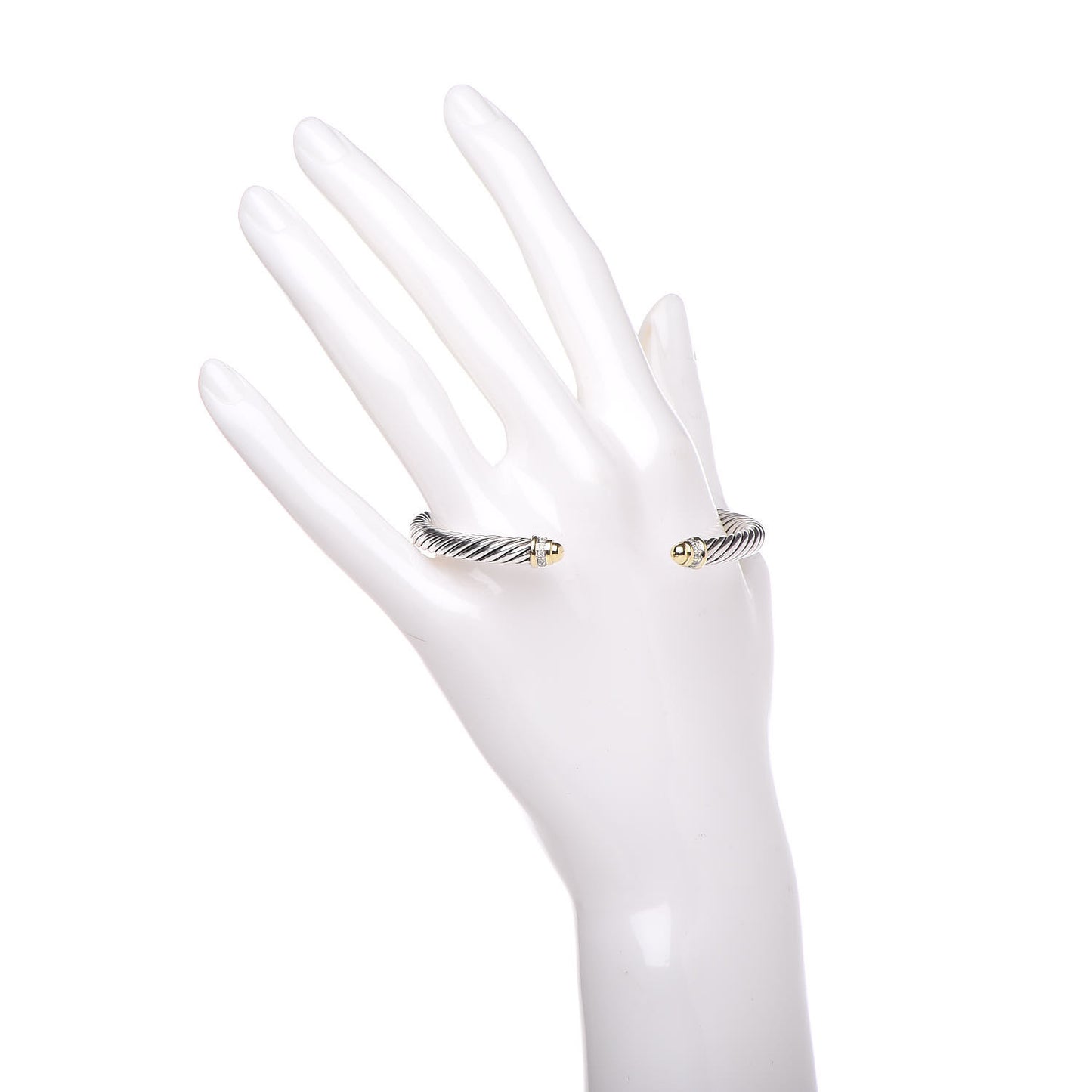 Sterling Silver 18K Yellow Gold Diamond 5mm Cable Classics Bracelet