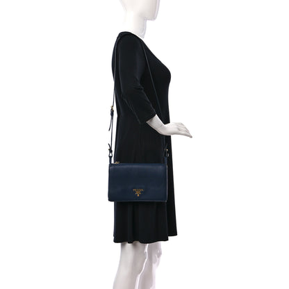 Prada Vitello Daino Crossbody Flap Baltico 2 of 10