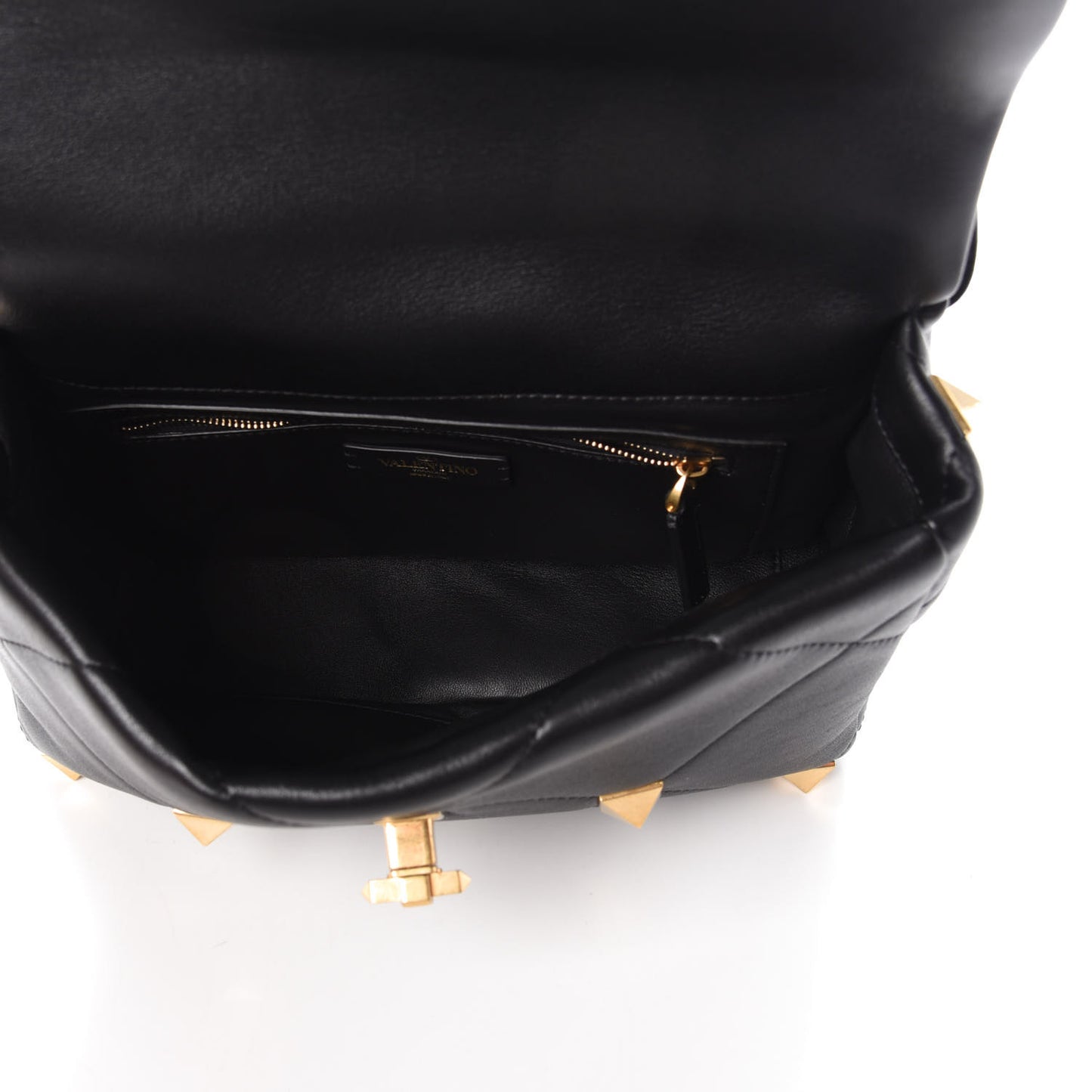 Nappa Large Roman Stud Shoulder Bag Black