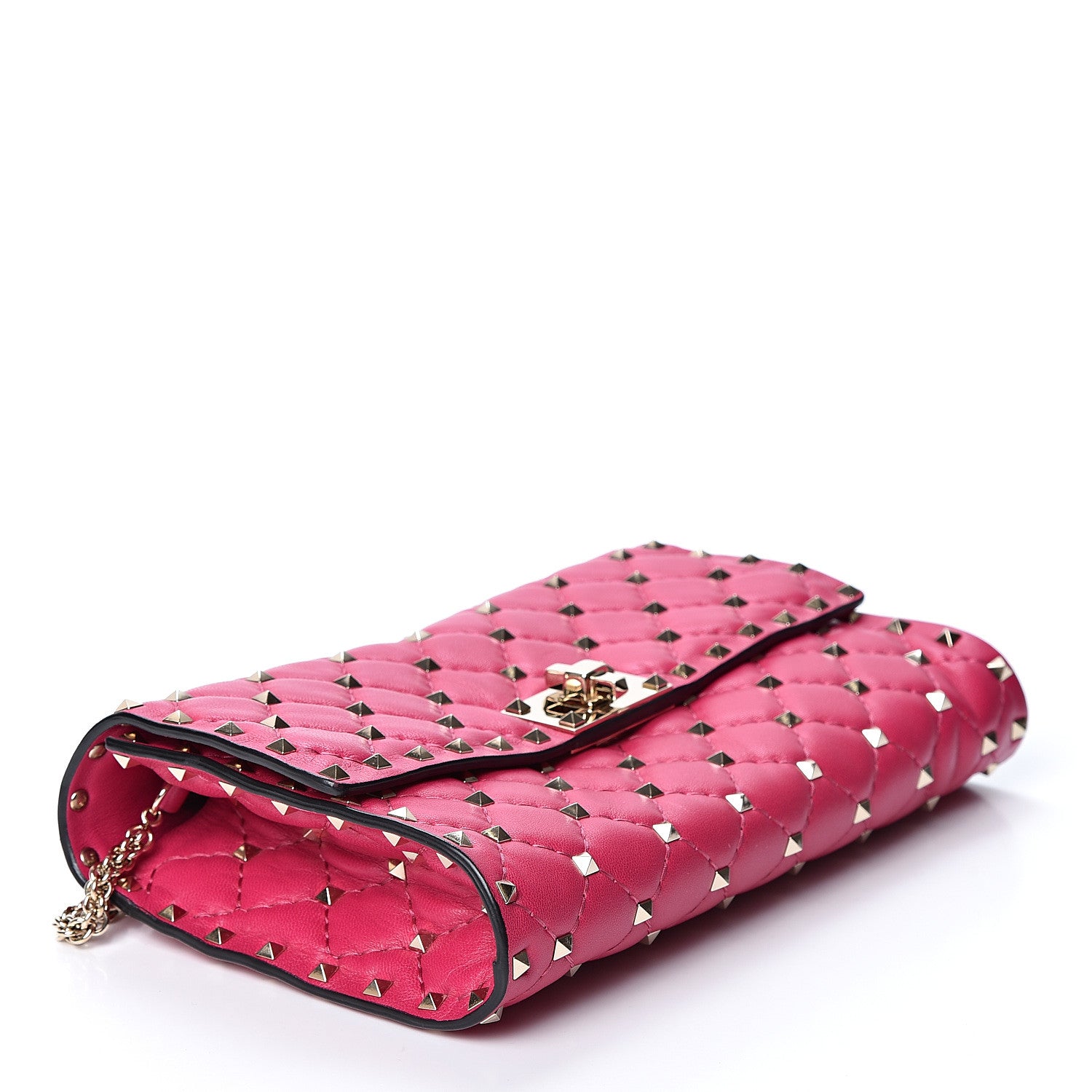 Valentino Garavani Nappa Rockstud Spike Wallet on Chain Disco Pink 3 of 10