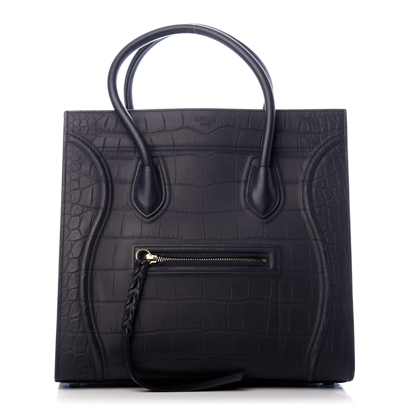 Crocodile Embossed Nubuck Medium Phantom Luggage Navy Blue