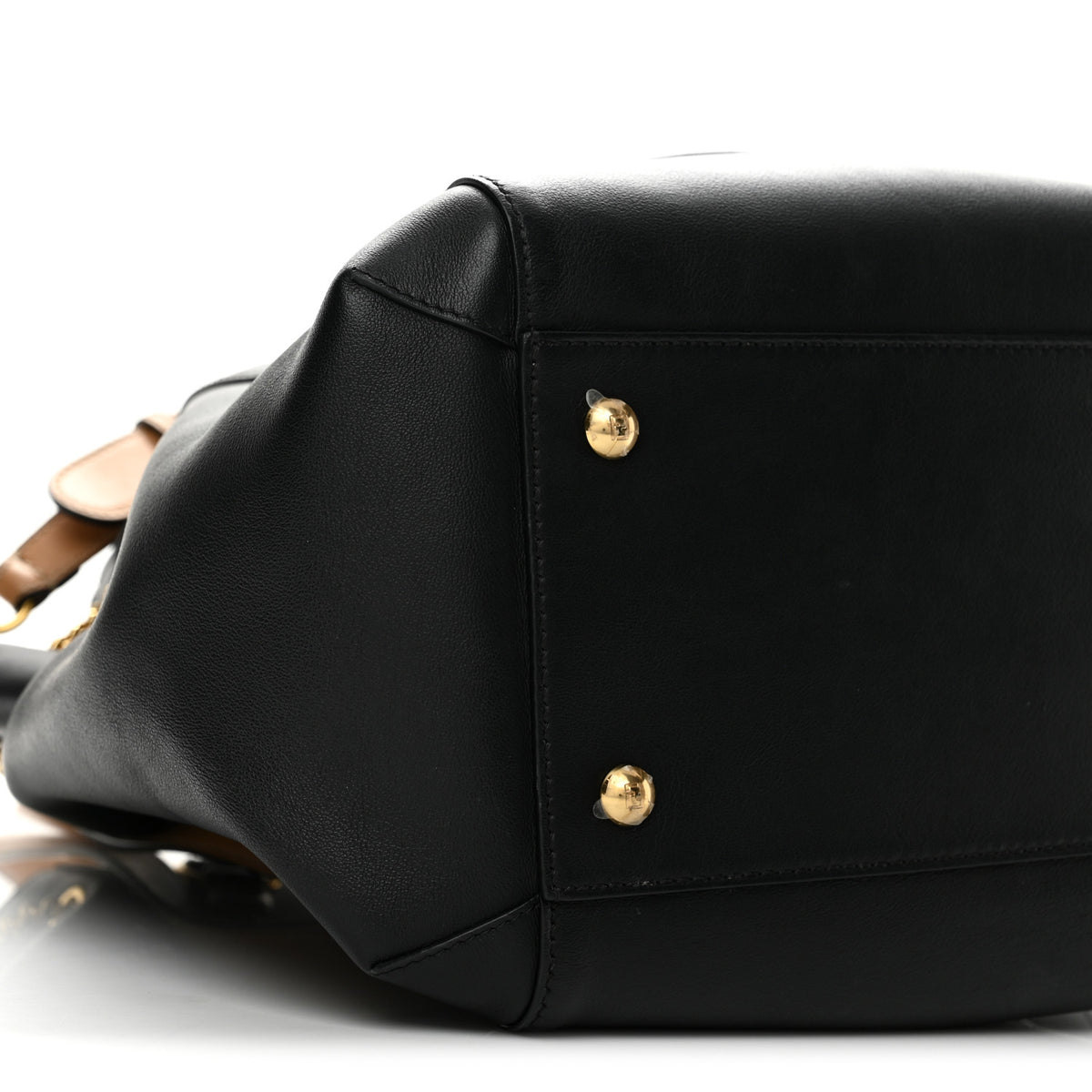 Fendi Vitello Grace King Karligraphy Chain Bucket Bag Black Bisquit 9 of 13