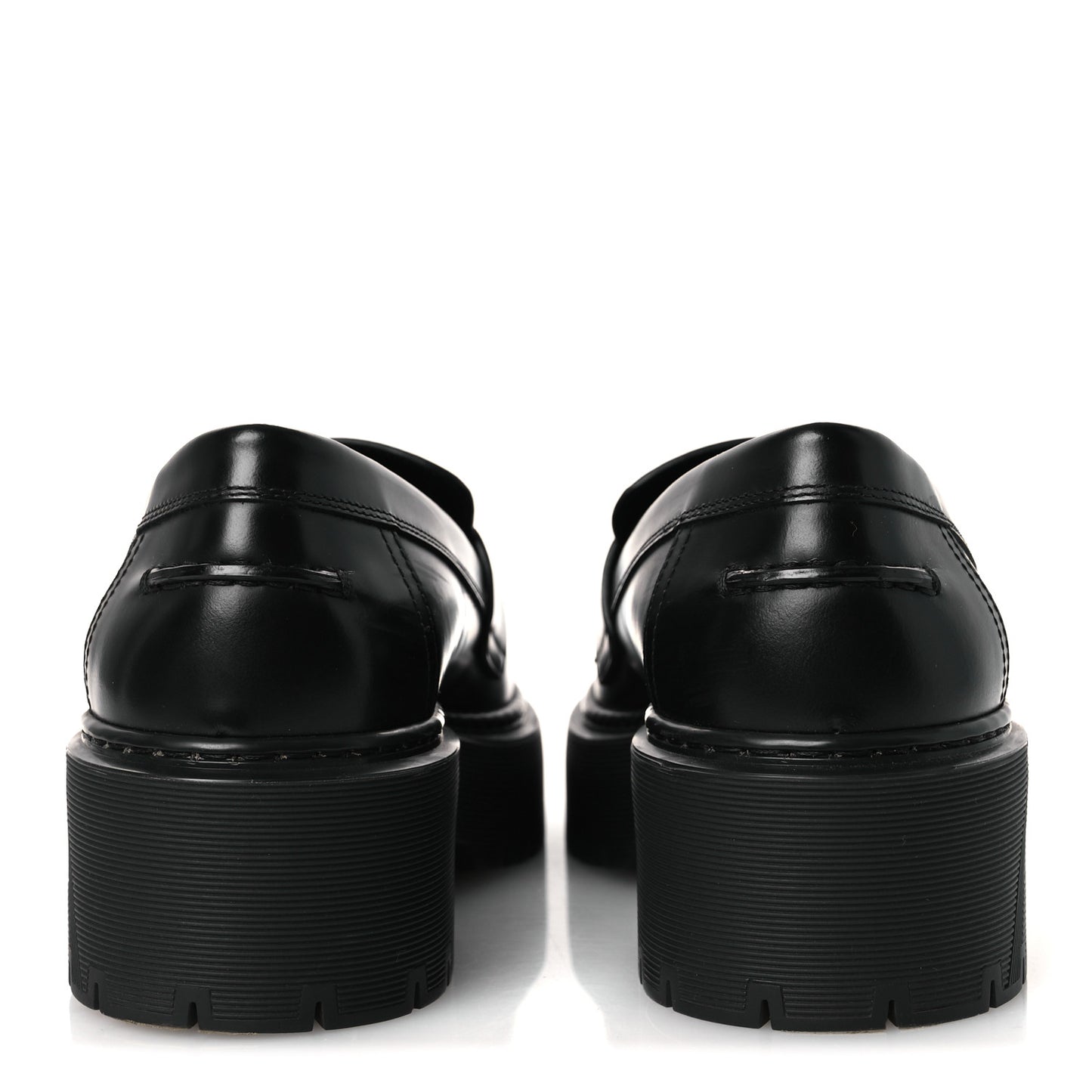 Glazed Calfskin Womens Hitch Loafers 38 Black
