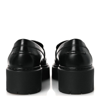 Hermes Glazed Calfskin Womens Hitch Loafers 38 Black 6 of 12