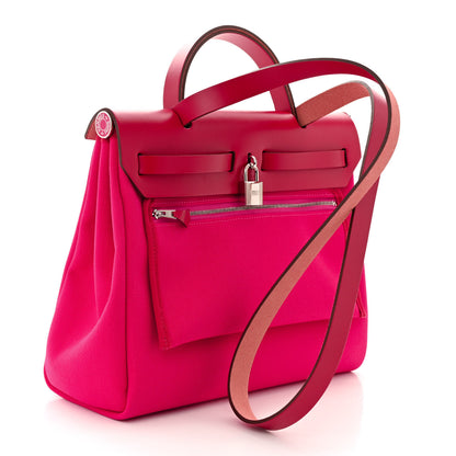 Hermes Toile Militaire Vache Hunter Laque Herbag Zip Retourne 31 PM Rose Mexico Rouge Piment 4 of 12