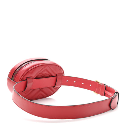 Gucci Calfskin Matelasse GG Marmont Belt Bag 85 34 Hibiscus Red 3 of 12