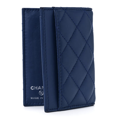 Chanel Lambskin Quilted CC Card Holder Wallet Blue 3 of 16