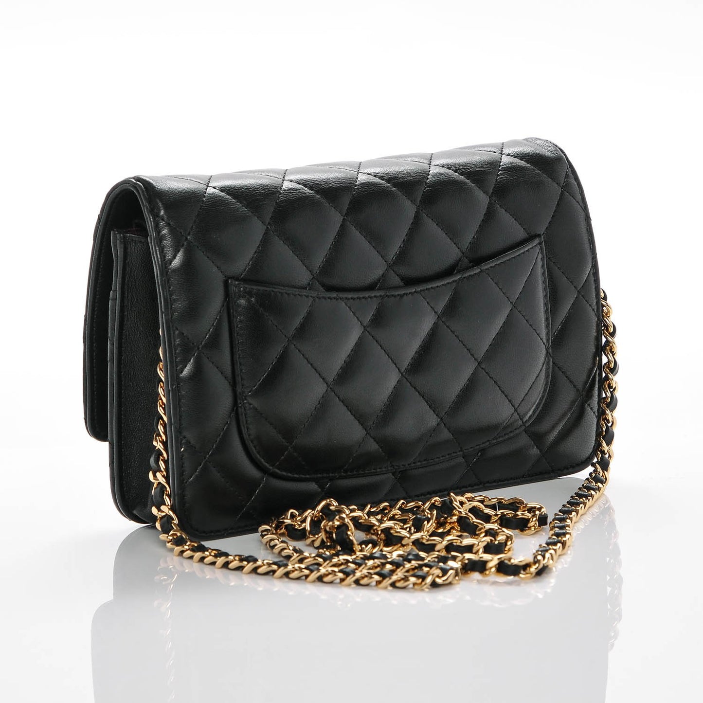 Lambskin Quilted Wallet On Chain WOC Black