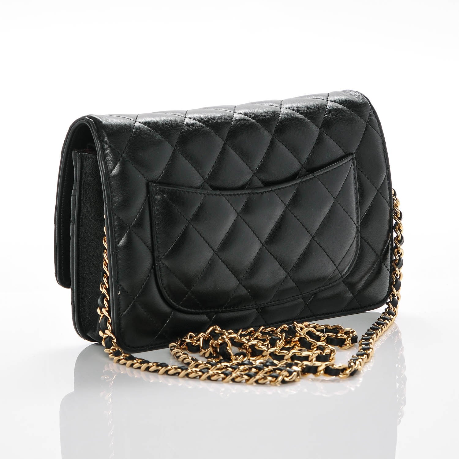 Chanel Lambskin Quilted Wallet On Chain WOC Black 3 of 8
