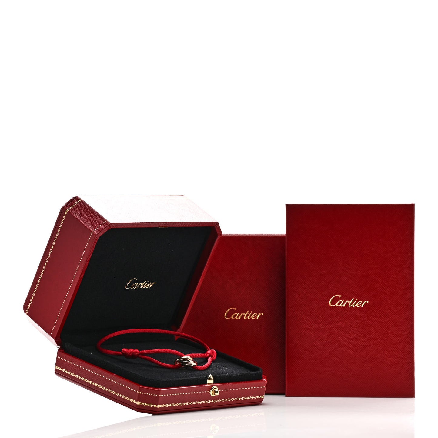 18K Pink Yellow White Gold Trinity Cord Bracelet Red