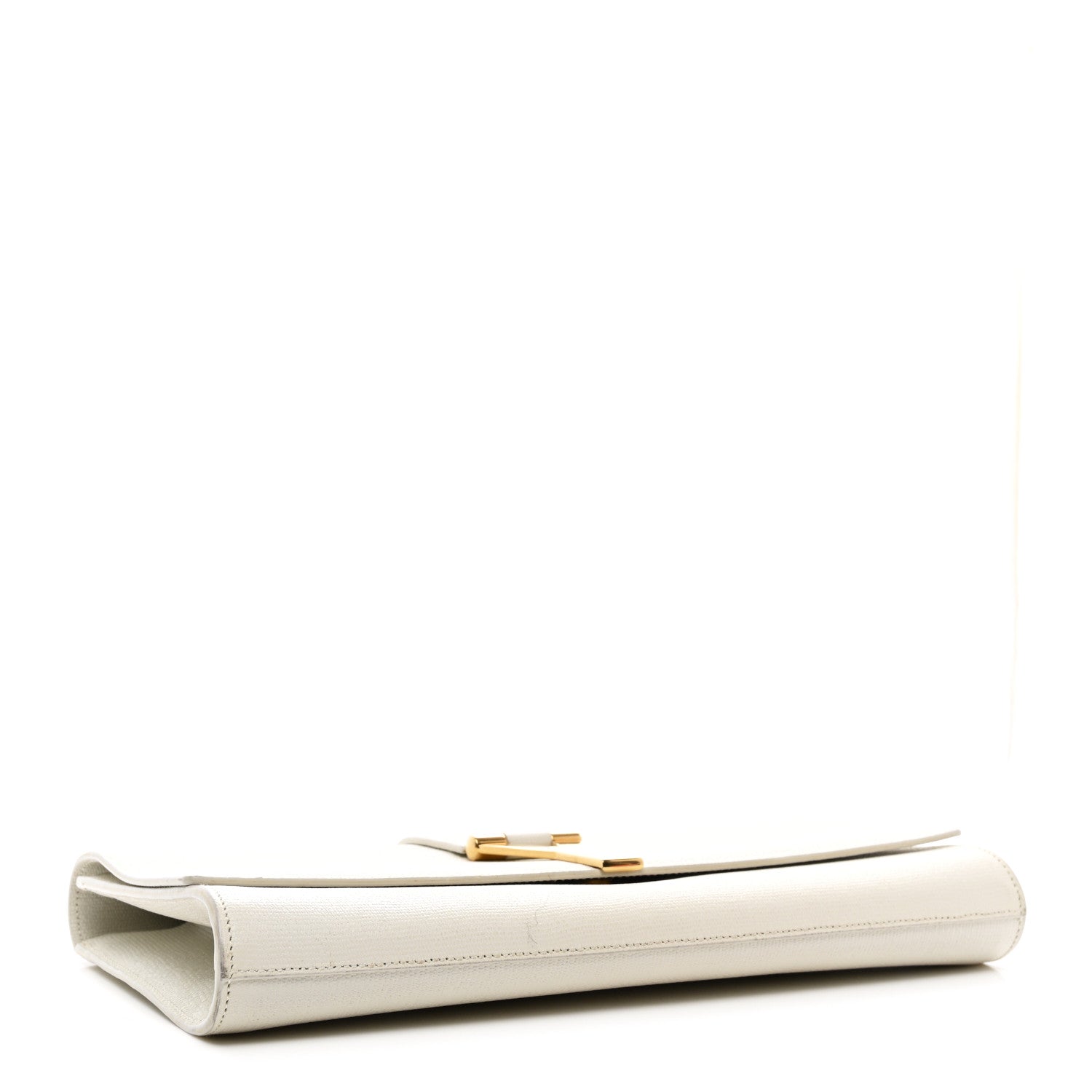 Saint Laurent Textured Calfskin Classic Y Ligne Clutch White 4 of 7