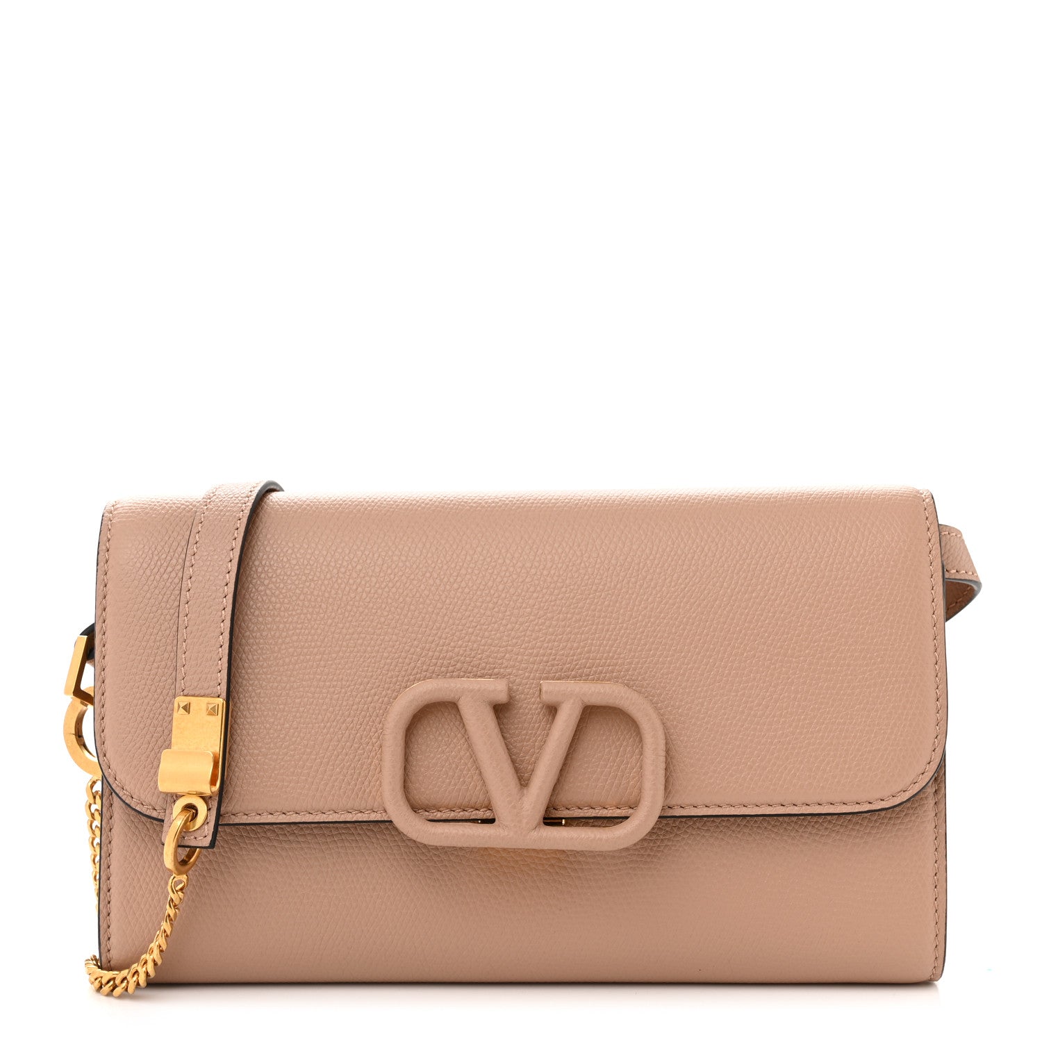Valentino Garavani Grained Calfskin VSling Clutch With Shoulder Strap Rose Cannelle 1 of 9