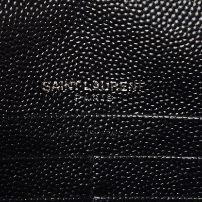 Saint Laurent Grain De Poudre Matelasse Chevron Monogram Envelope Chain Wallet Black 6 of 9