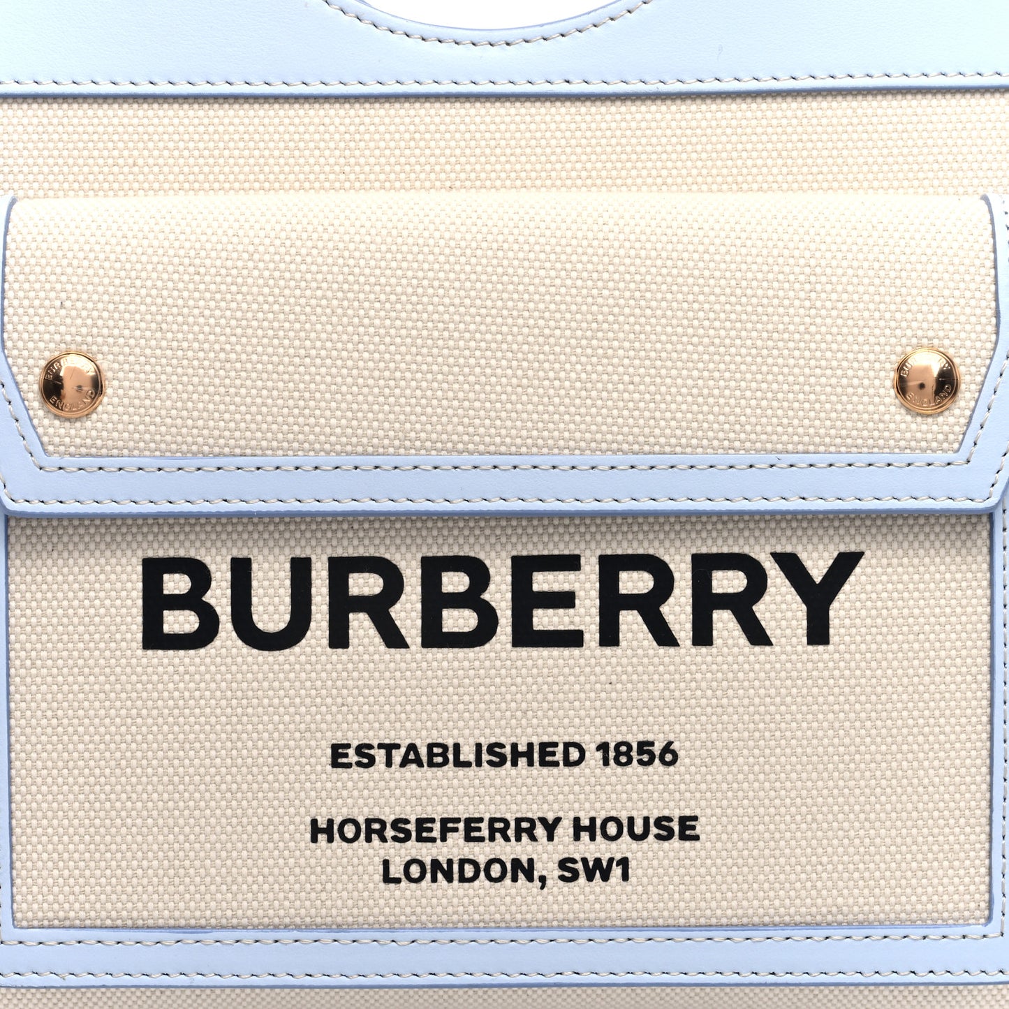 Canvas Smooth Calfskin Two Tone Mini Pocket Bag Natural Pale Blue