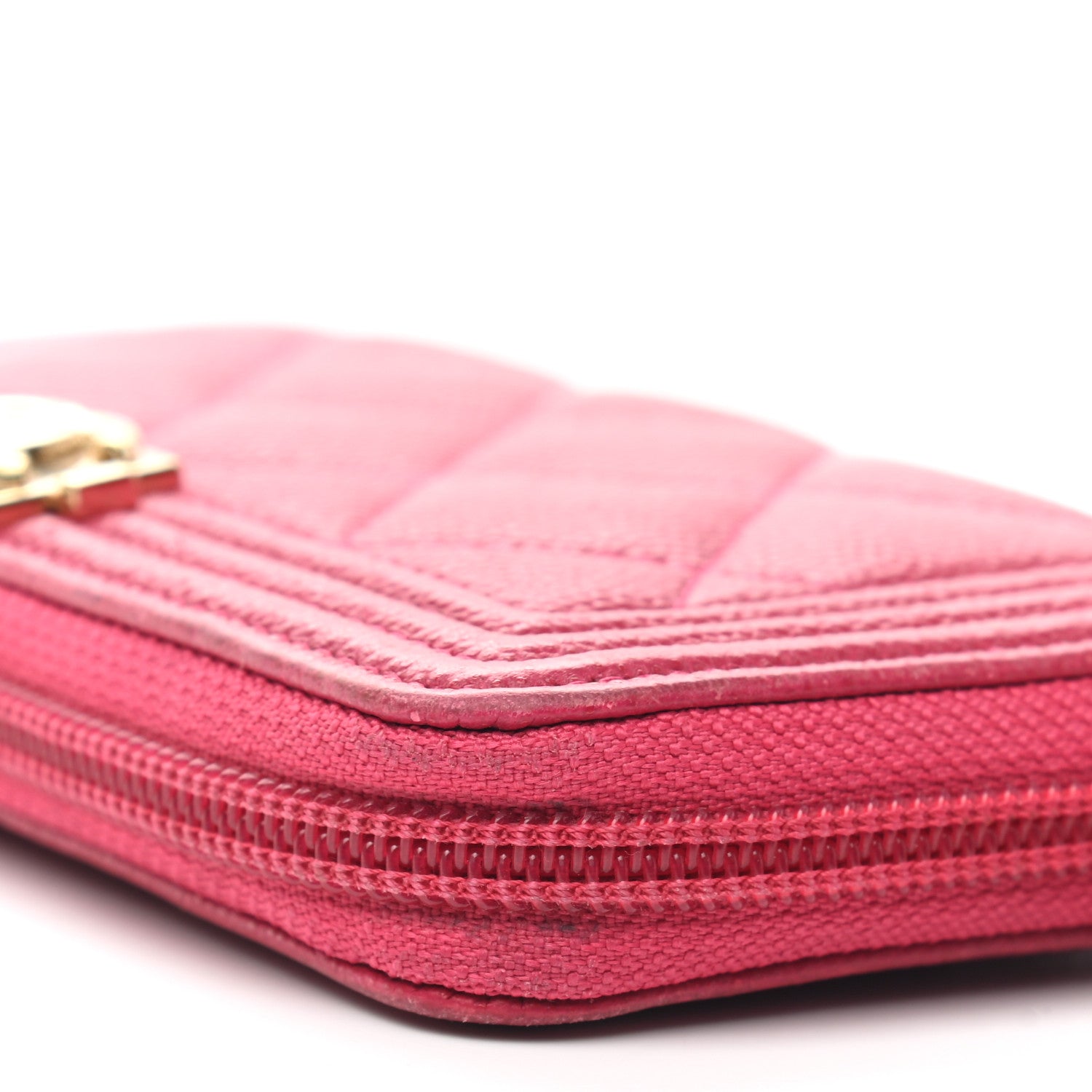Chanel Caviar Quilted Boy Small Zip Around Wallet Pink 8 of 13