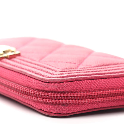 Chanel Caviar Quilted Boy Small Zip Around Wallet Pink 8 of 13