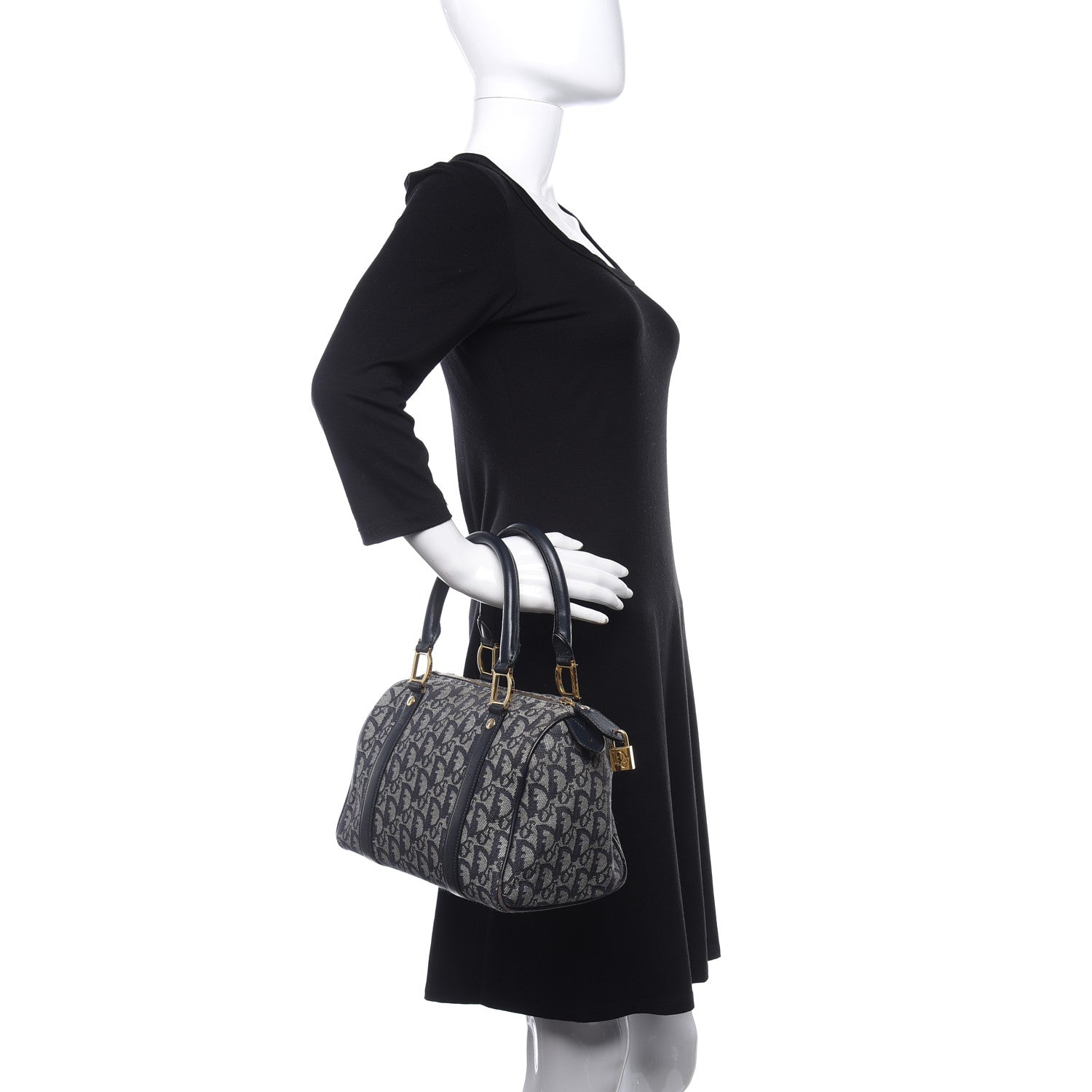 Christian Dior Denim Monogram Boston Navy 2 of 9