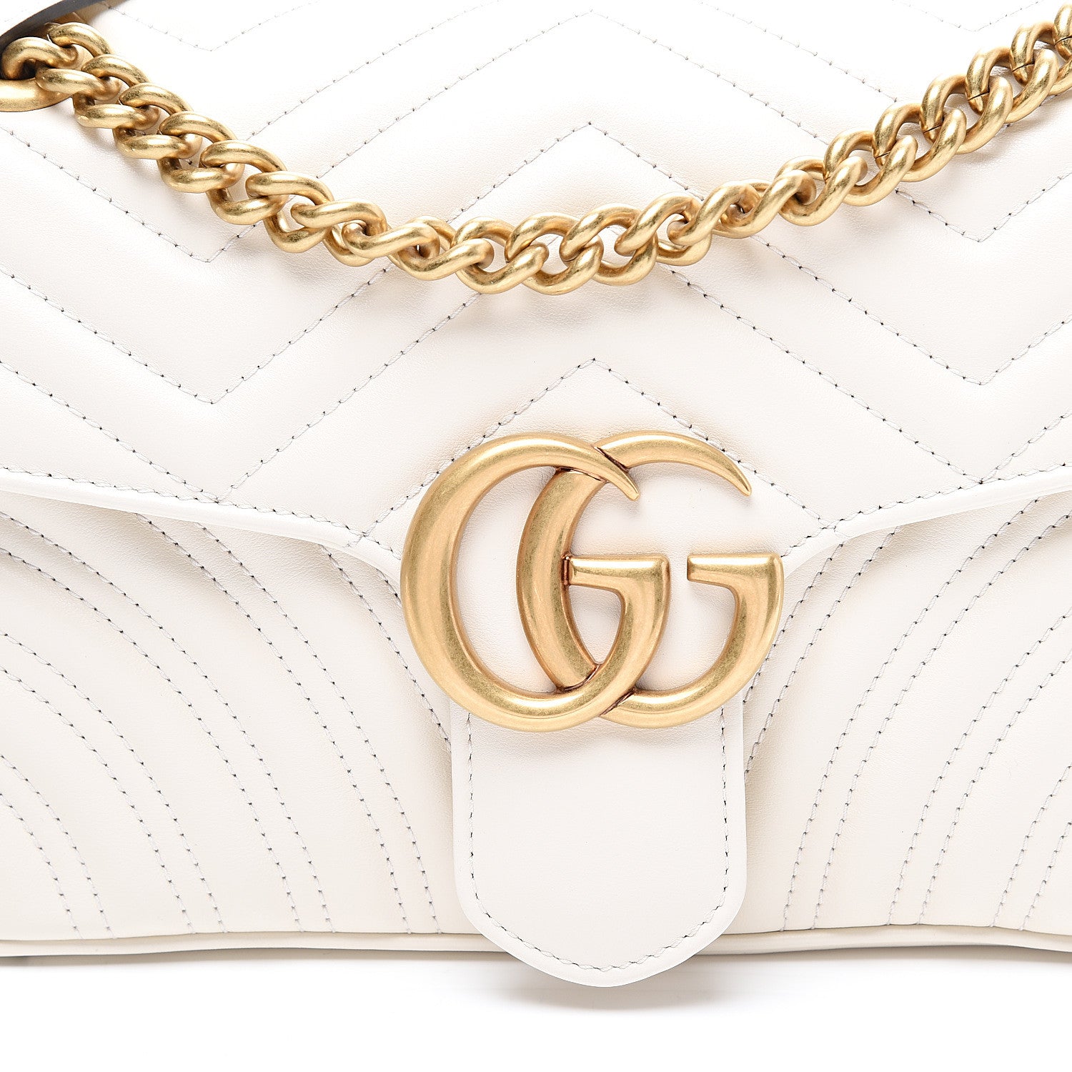 Gucci Calfskin Matelasse Small GG Marmont Shoulder Bag White 10 of 10