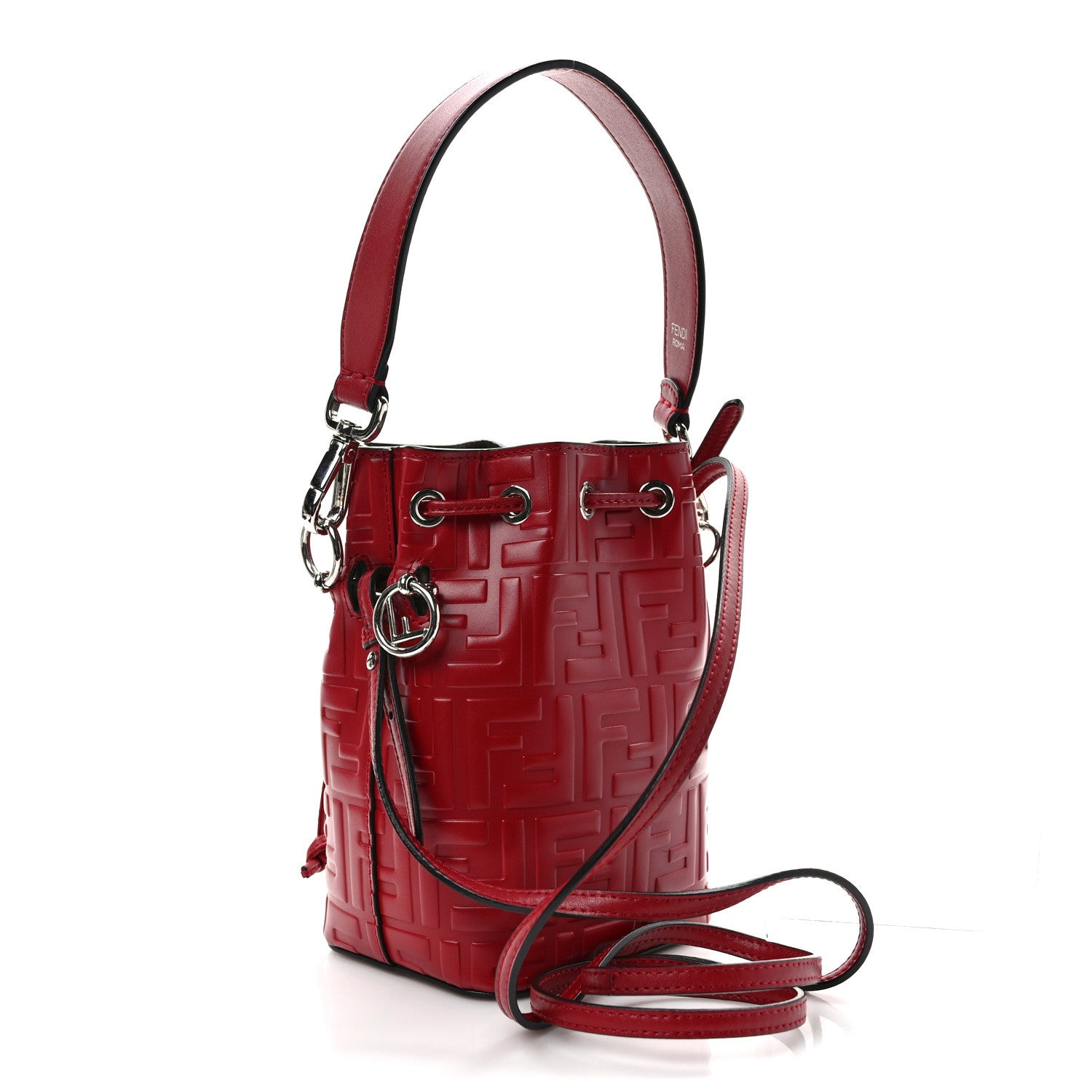 Fendi Vitello Liberty F is Fendi FF 1974 Embossed Mini Mon Tresor Bucket Bag Fragola 2 of 10