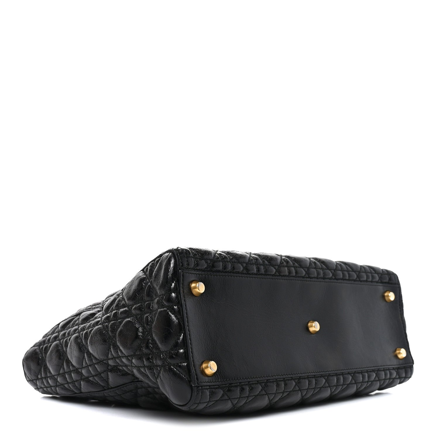 Christian Dior Crinkled Patent Cannage Large Lady Dior Black 4 of 10