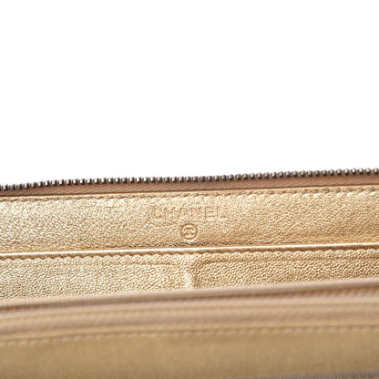 Chanel Metallic Calfskin Chevron Quilted Small Zip Around Wallet Gold 6 of 10