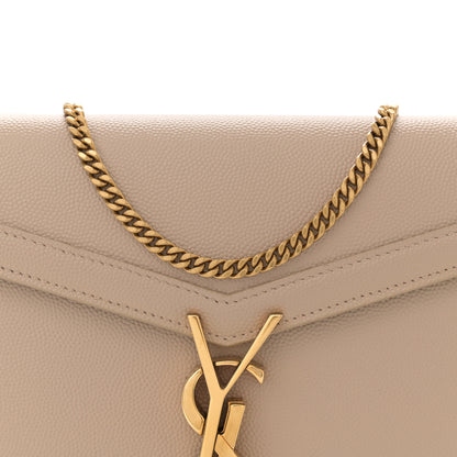 Saint Laurent Grain De Poudre Monogram Cassandra Chain Wallet Dark Beige 7 of 11