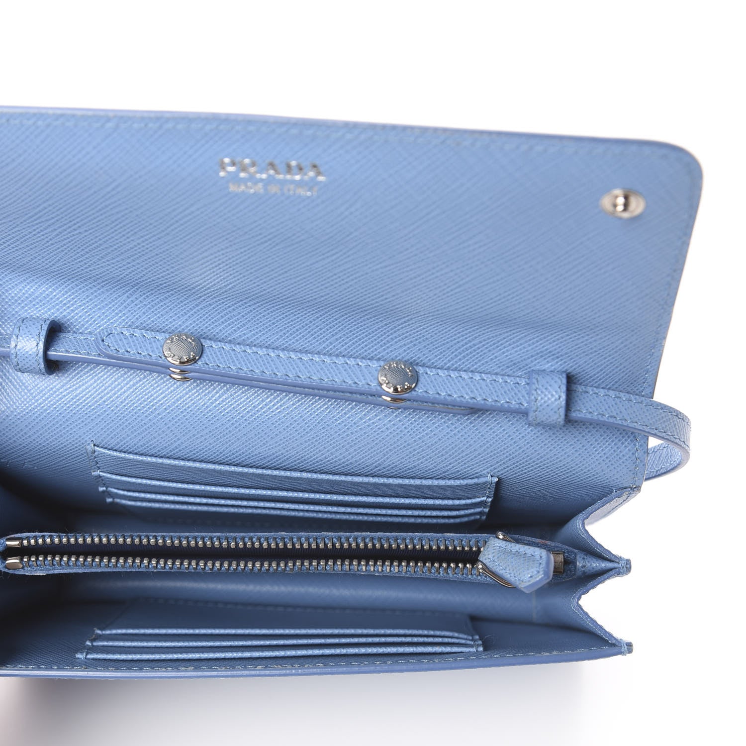 Prada Saffiano Metal Flap Wallet With Strap Astrale 4 of 7