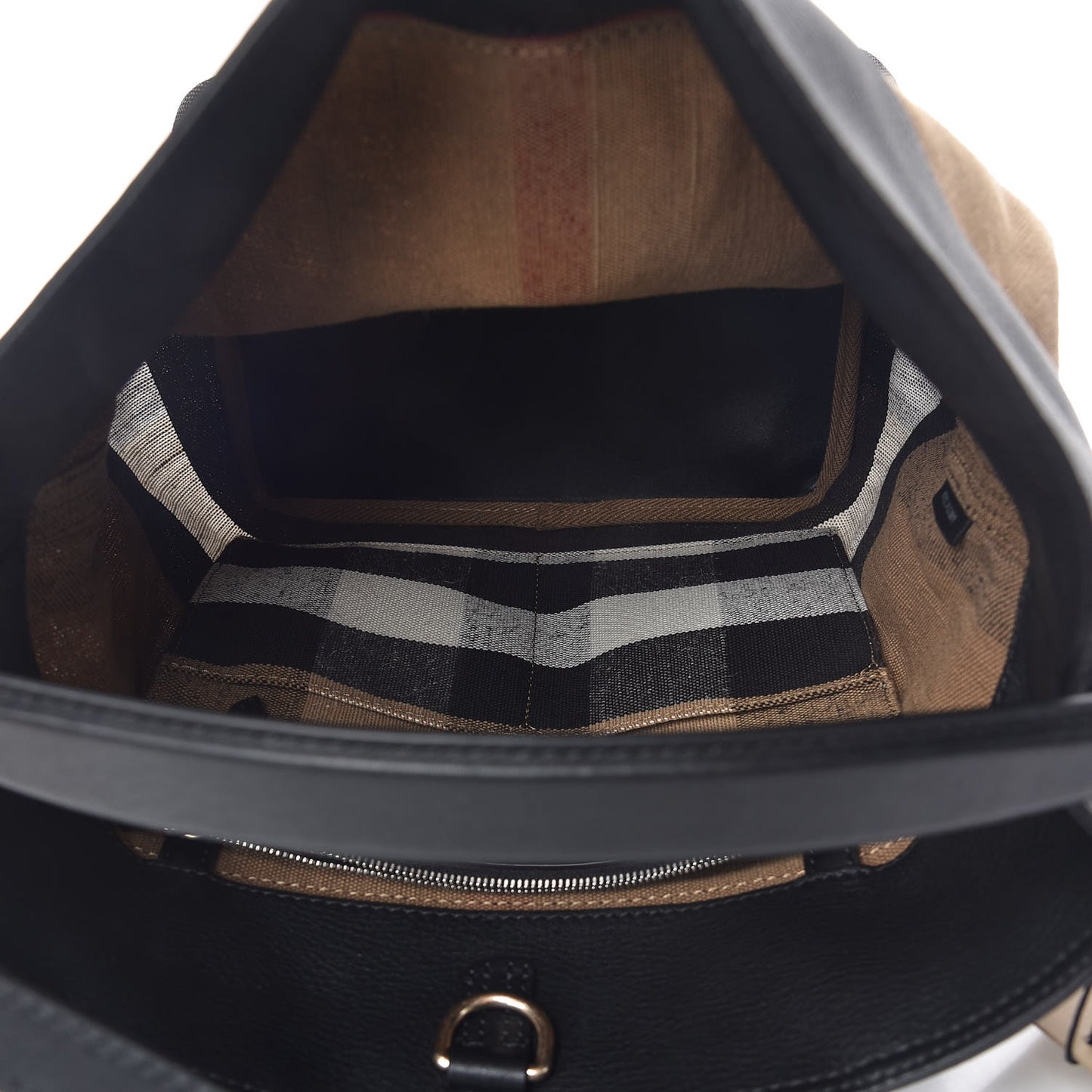 Grainy Calfskin Canvas Mega Check Medium Ashby Tassel Hobo Black