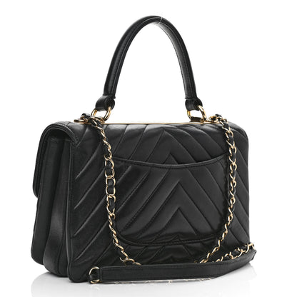 Chanel Lambskin Chevron Quilted Small Trendy CC Dual Handle Flap Bag Black 3 of 11