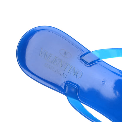 Valentino Garavani PVC Jelly Rockstud Bow Thong Sandals 38 Blue Fluo 6 of 16