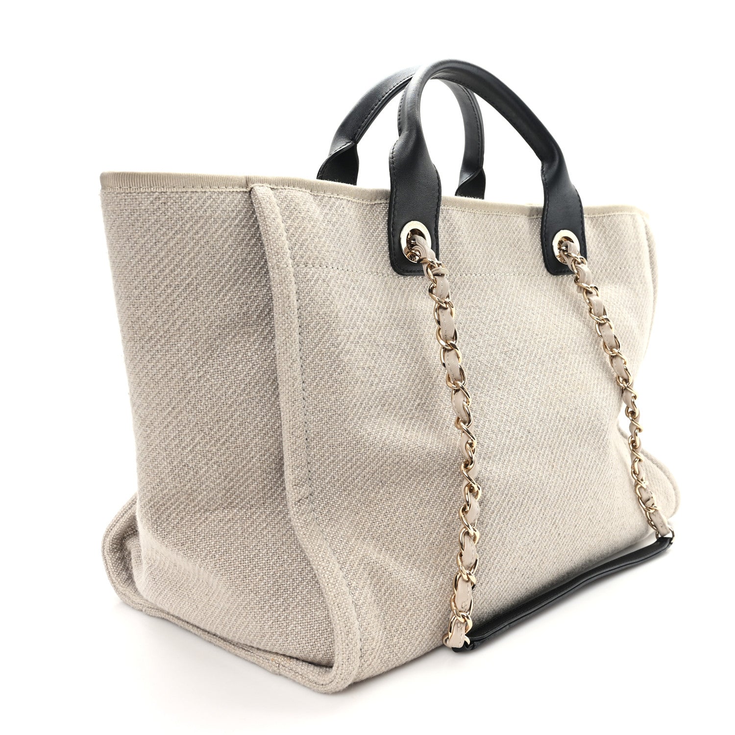 Chanel Mixed Fibers Medium Deauville Tote Beige Black 4 of 11
